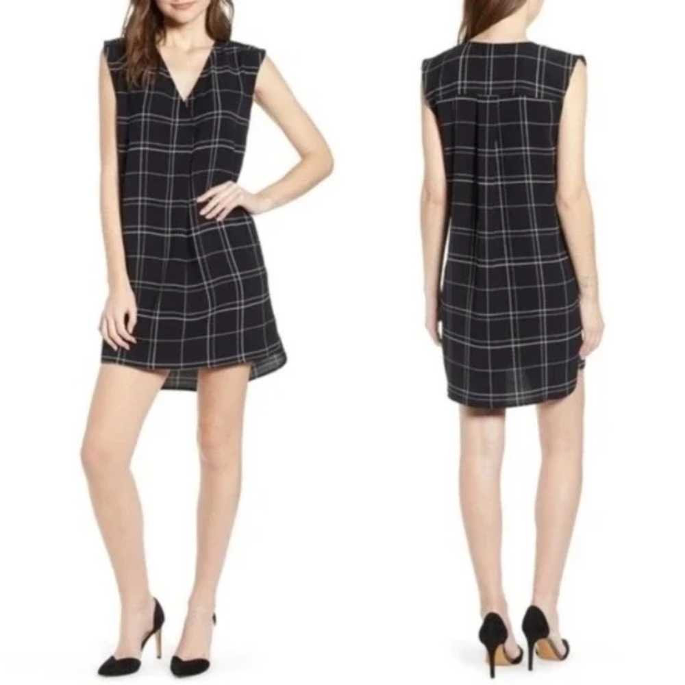 Leith black and white windowpane shift dress size small
